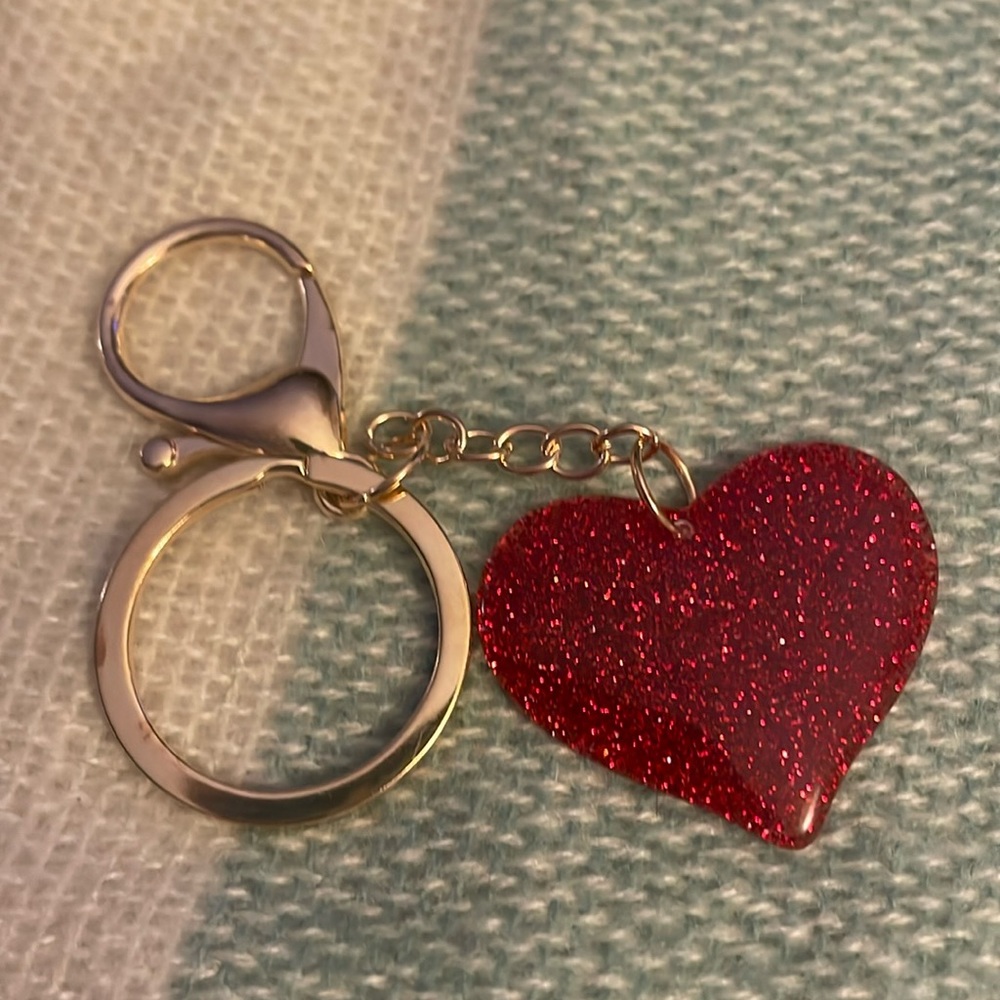 Glittery Heart Key Ring